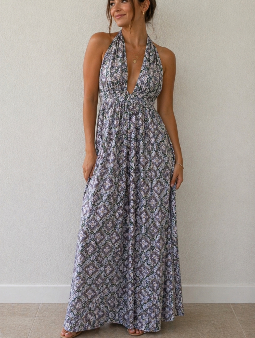New Southern Fried Chics Halter Maxi Dress Size Small